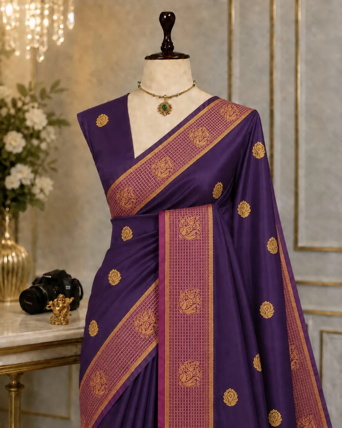 Fusion Korvai Zari Butta Semi Silk Saree